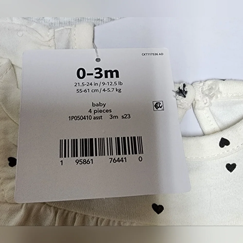Carter's 4 Piece My Little Love Baby Girl Set Size 0-3 Months - New With Tags - Picture 6 of 6